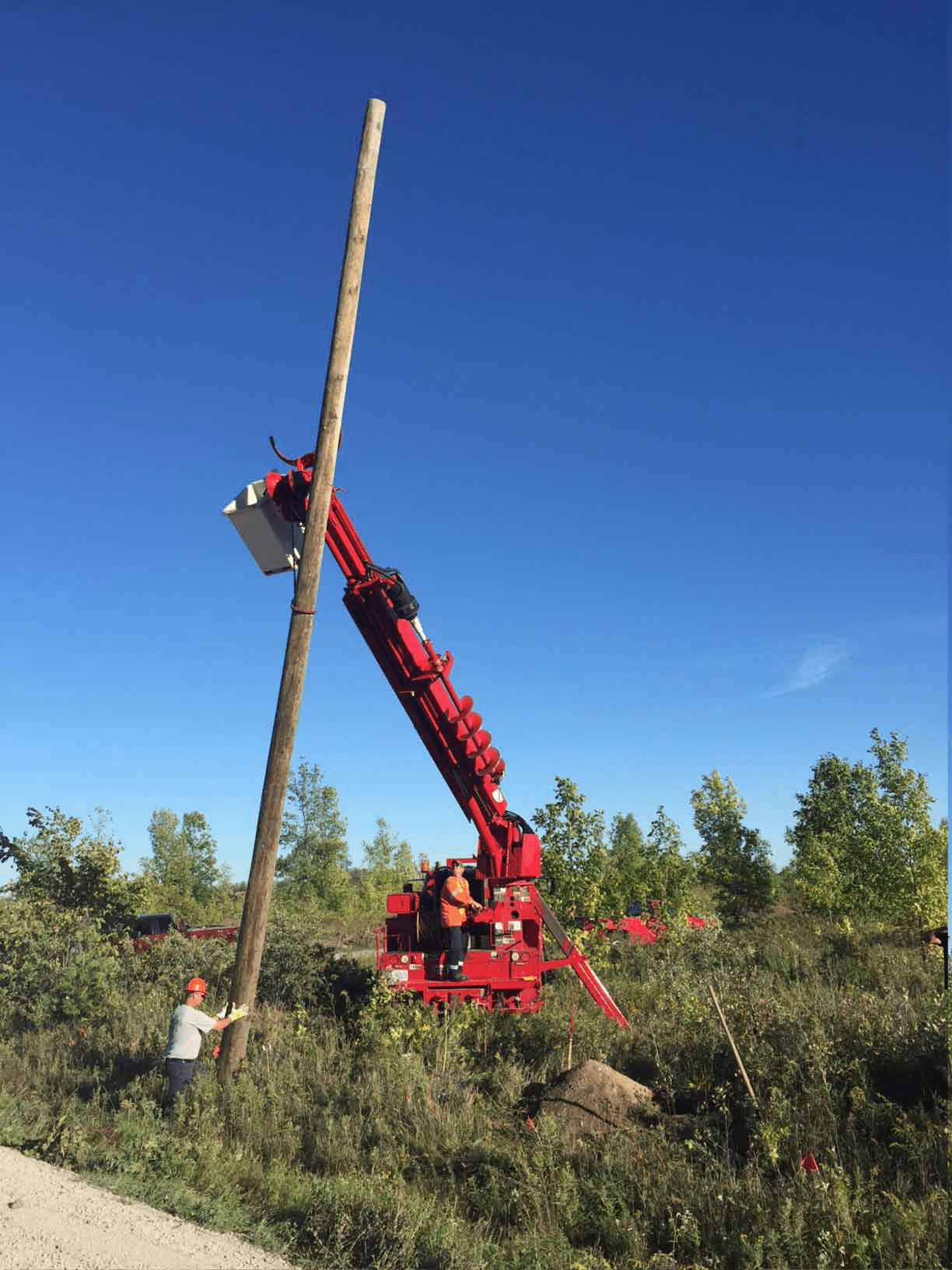 Construction Site Pole being Installed