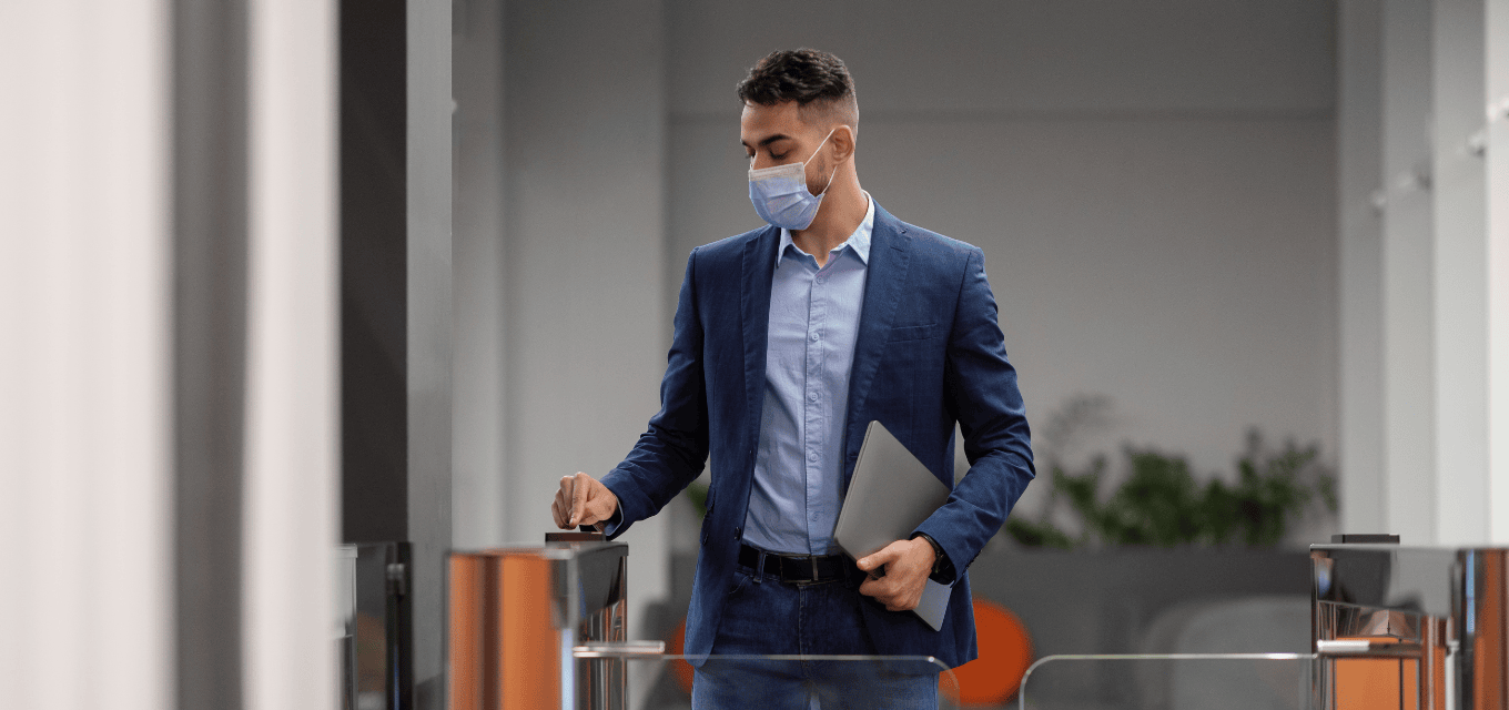 Security Professional Setting Up a Security System in an Office | man access the gate with smart keyoad | Orillia | Security system companies